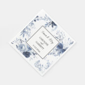 Serviette En Papier Blue White Romantic Floral Wedding (Coin)