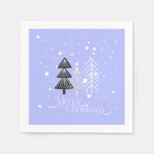 Blue &White Trees Elegant Christmas Holiday 