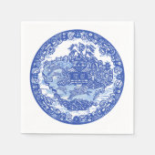 Serviette En Papier Blue White Willow Rabbit Classic Whimsical serviet (Devant)