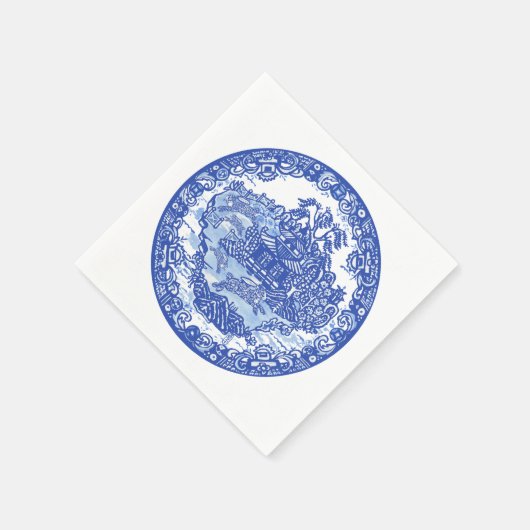 Serviette En Papier Blue White Willow Rabbit Classic Whimsical serviet (Coin)