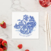 Serviette En Papier Blue White Willow Rabbit Island Whimsical Classic (En situation)