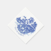 Serviette En Papier Blue White Willow Rabbit Island Whimsical Classic (Coin)