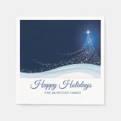 Serviette En Papier Blue white winter snow Christmas tree editable (Devant)