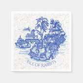 Serviette En Papier Blue Willow Rabbit Island Whimsical Crackle Look (Devant)