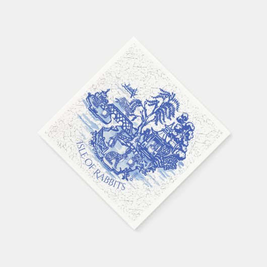 Serviette En Papier Blue Willow Rabbit Island Whimsical Crackle Look (Coin)