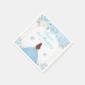 Serviette En Papier Blue Winter Brown Cheveux Princesse Anniversaire (Coin)
