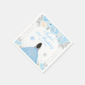 Serviette En Papier Blue Winter Dark Skin Princess Anniversaire (Coin)