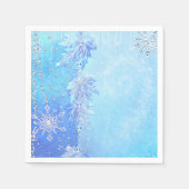 Serviette En Papier Blue Winter Feuilles & Snowflakes Élégante fête (Devant)