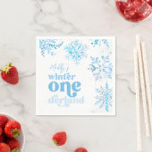 Serviette En Papier Blue Winter Onederland Party Napkins (En situation)