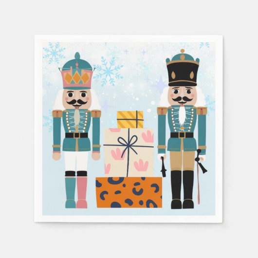 Serviette En Papier Blue Winter Snowflakes Nutcracker Baby shower (Devant)
