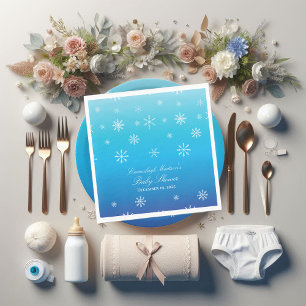 Serviette En Papier Blue Winter Wonderland Snowflake Baby shower