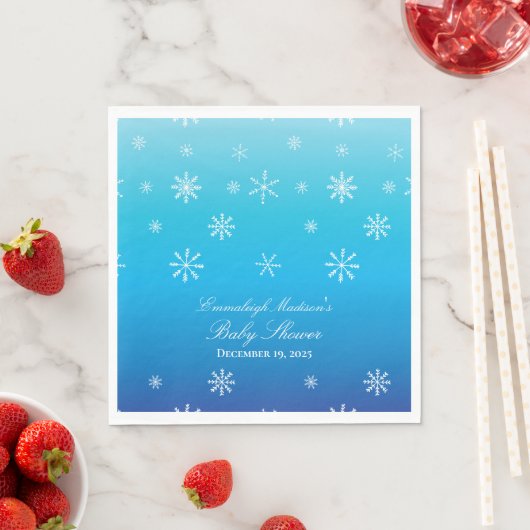 Serviette En Papier Blue Winter Wonderland Snowflake Baby shower (En situation)