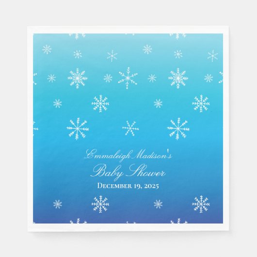Serviette En Papier Blue Winter Wonderland Snowflake Baby shower (Devant)
