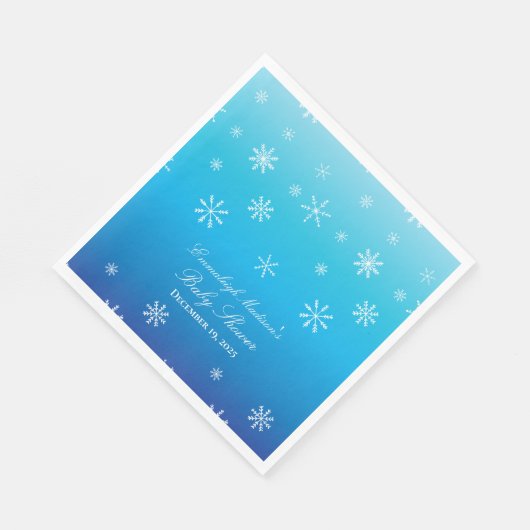 Serviette En Papier Blue Winter Wonderland Snowflake Baby shower (Coin)