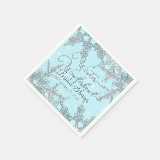Serviette En Papier Blue Winter Wonderland Snowflakes Mariage (Coin)