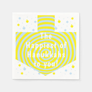 Serviette En Papier Blue Yellow Hanoukka Swirl Dreidel