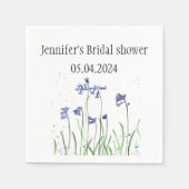 Serviette En Papier Bluebells fleurs aquarelle bleu douche nuptiale (Devant)
