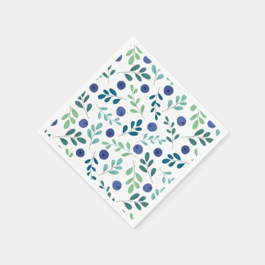 Serviette En Papier Blueberries avec Motif Feuille vert (Coin)