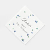 Serviette En Papier Blueberry Anniversaire Fête Berry Sweet Aquarelle (Coin)