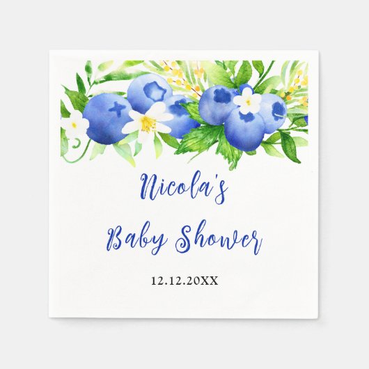 Serviette En Papier Blueberry Floral Baby Shower (Devant)