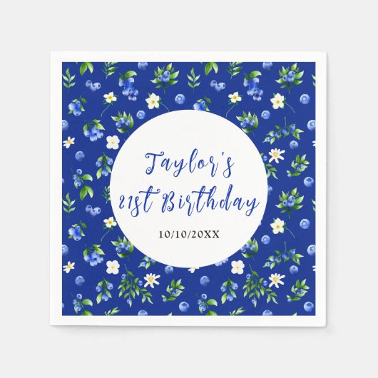 Serviette En Papier Blueberry Floral Birthday Party (Devant)
