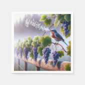 Serviette En Papier Bluebird chante sur une vigne (Devant)