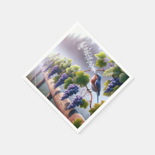 Serviette En Papier Bluebird chante sur une vigne (Coin)