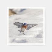 Serviette En Papier Bluebird oriental dansant dans la neige (Devant)