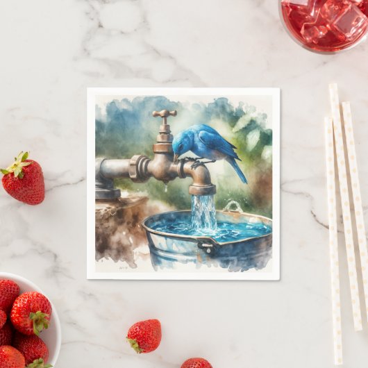 Serviette En Papier Bluebird sur un vieux Faucet (En situation)