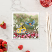 Serviette En Papier Bluebirds et Birthouse de l'école jaune (En situation)