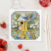 Serviette En Papier Bluebirds et Tall Yellow Birhouse (En situation)