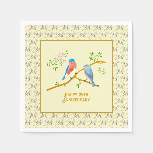 Serviette En Papier Bluebirds Happy Anniversary (Devant)