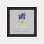 Serviette En Papier Bluebonnets du Texas sur le gris clair, mariage du (Devant)