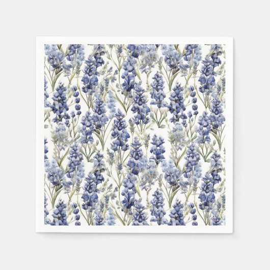 Serviette En Papier Bluebonnets Fleurs Bleu Aquarelle Fleurs sauvages (Devant)