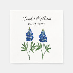 Serviette En Papier Bluebonnets Texas fleurs aquarelle Mariage Floral