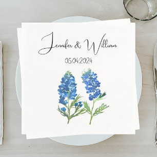 Serviette En Papier Bluebonnets Texas fleurs aquarelle Mariage Floral