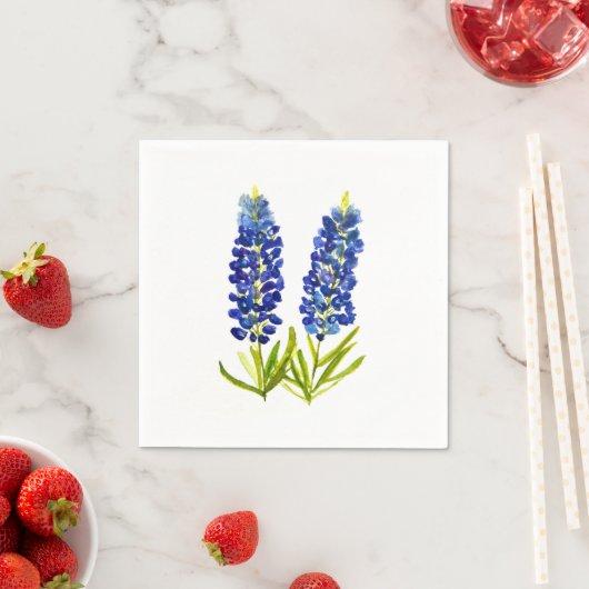 Serviette En Papier Bluebonnets Texas Floral Fleur sauvage Aquarelle (En situation)