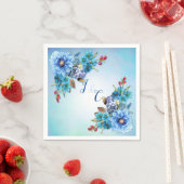 Serviette En Papier Blues de Cornflower en aquarelle (En situation)