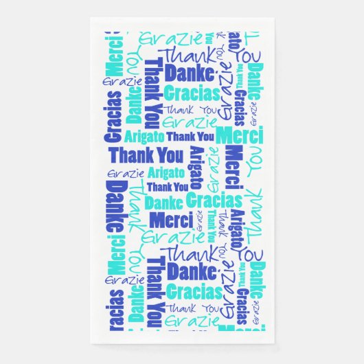 Serviette En Papier Blues Multilingual Merci Typographie Collage (Devant)