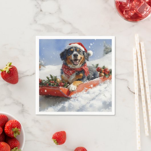 Serviette En Papier Bluetick Coonhound Dog dans Sledge Noël (En situation)