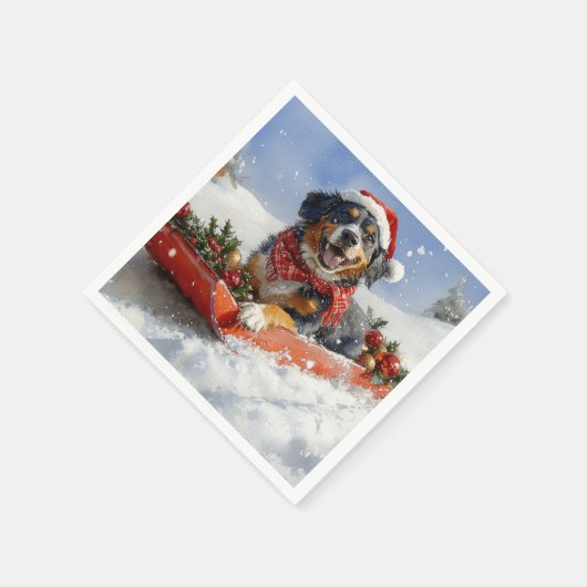 Serviette En Papier Bluetick Coonhound Dog dans Sledge Noël (Coin)