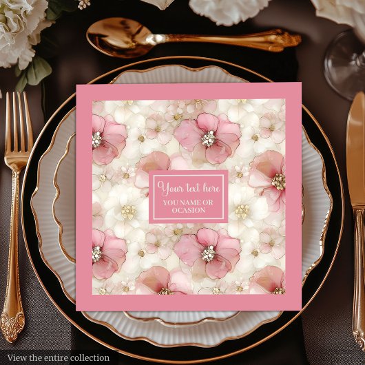 Serviette En Papier Blush and Gold Napkinс Personalized Elegant Table