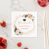 Serviette En Papier Blush Bourgogne Floral Gold Frame Party (En situation)