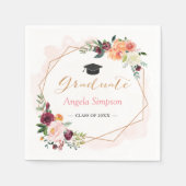 Serviette En Papier Blush Bourgogne Floral Gold Frame Party (Devant)