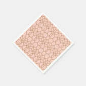Serviette En Papier Blush de Pêche & Or Moderne Boho Géométrique Glam (Coin)