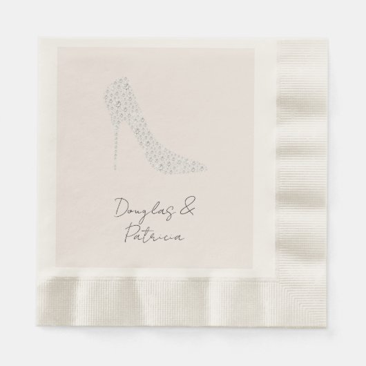Serviette En Papier Blush Diamond High Heel Chaussure Mariage (Devant)