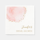 Serviette En Papier Blush Fleur de Pétale Or Paillettes Points Mariage (Devant)