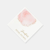 Serviette En Papier Blush Fleur Pétale Paillettes Or Points Mariage (Coin)