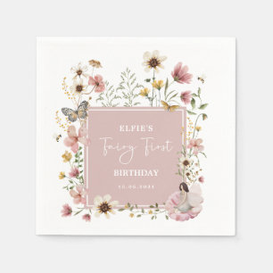 Serviette En Papier Blush Fleur sauvage Fairy Fairy Fairy Girl fête d'