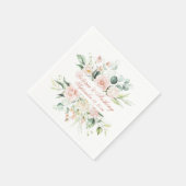 Serviette En Papier Blush Floral Elegant Script Nom Mariage (Coin)
